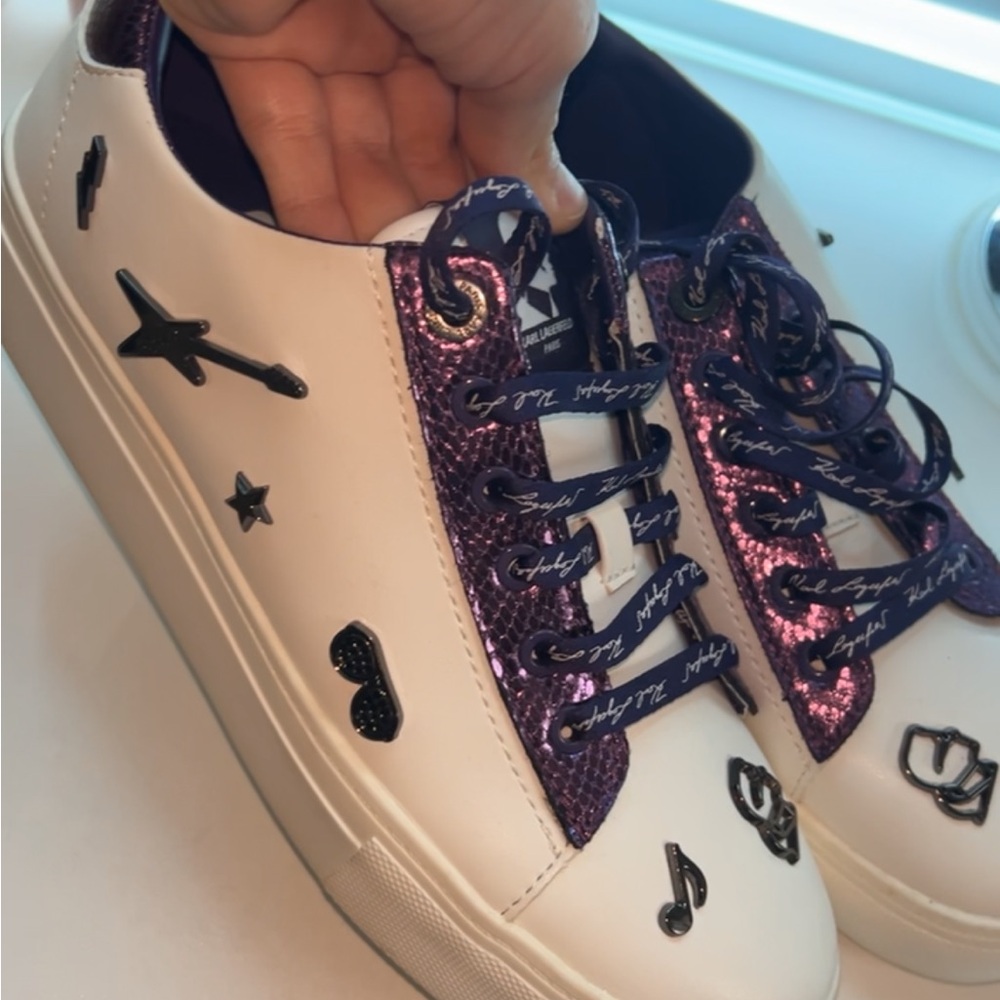 Karl Lagerfeld White and Purple Sneakers